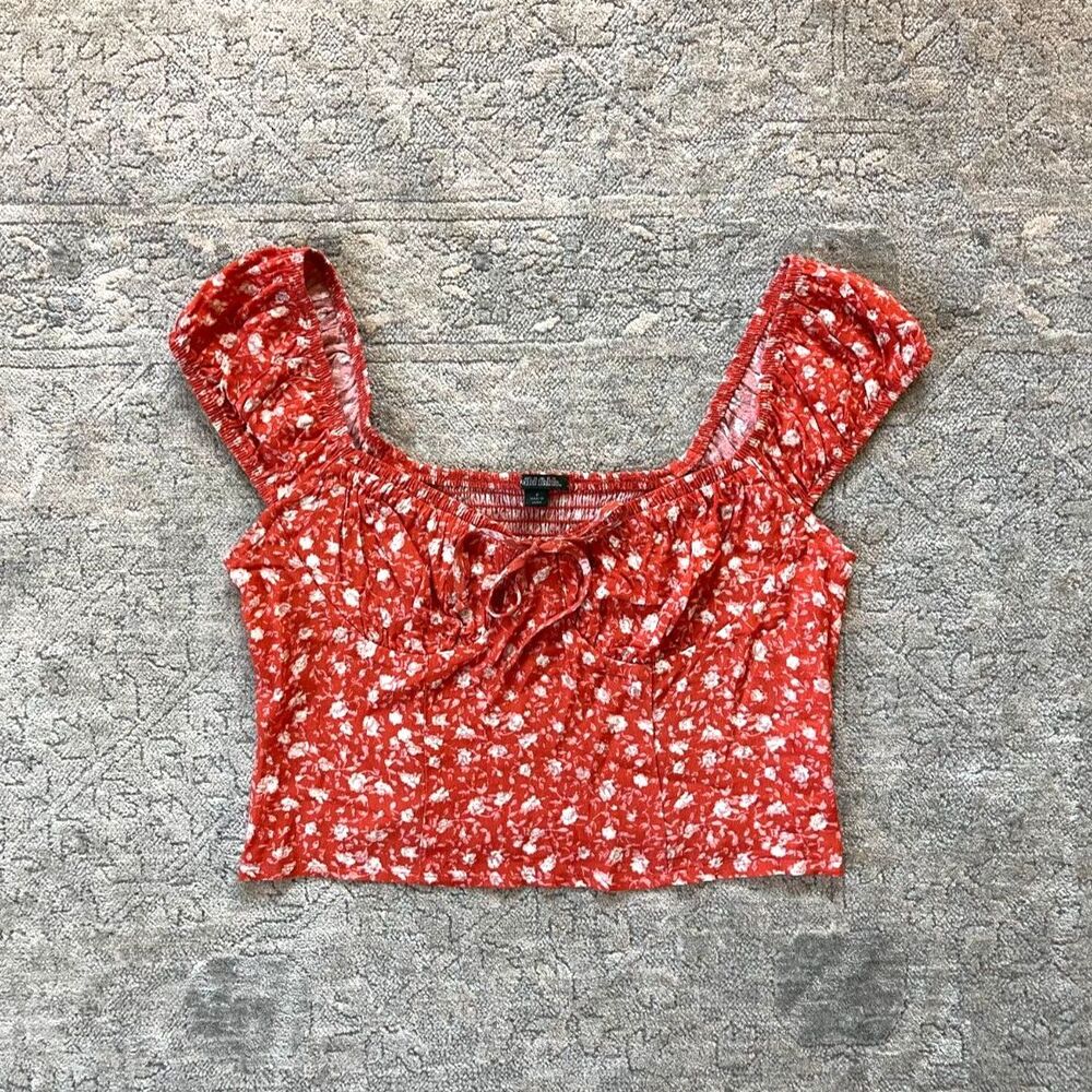 Wild Fable Floral Milkmaid Top Cottage Core Boho Whimsy Dainty Crop Top S